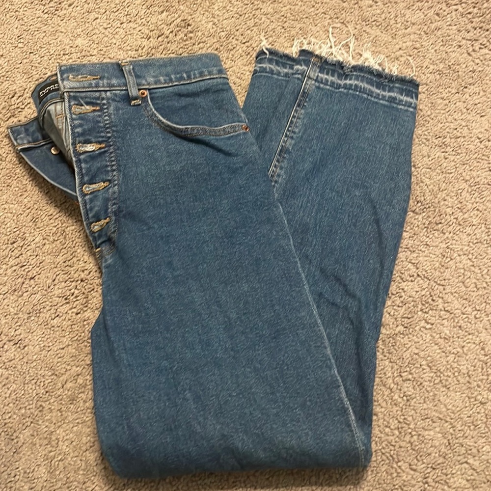 Express jeans. Super high waste, straight leg. Size 8/R